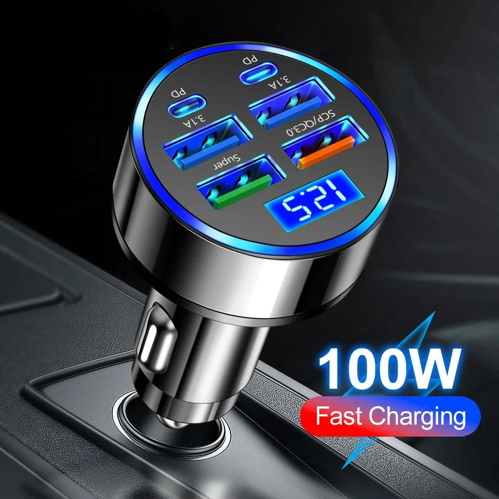 100W 6-Port Car Charger