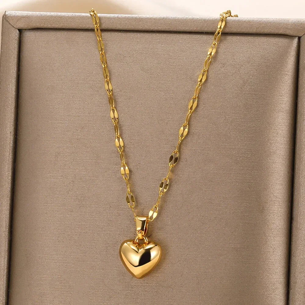 316L Stainless Steel Multilayer Heart Necklace For Women Girls Goth Gold Color Clavicle Chain Charm Choker Jewelry Birthday Gift