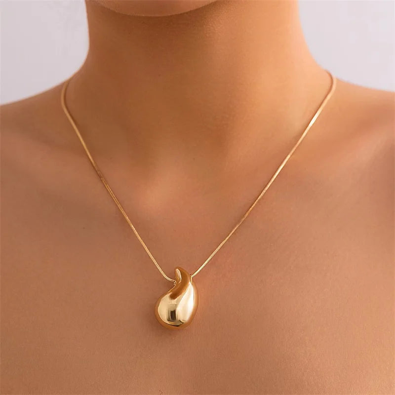 Goudkleurige Waterdruppel Ketting voor Dames – Vintage Look