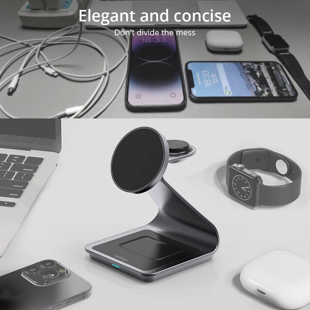 Magnetic wireless charging station