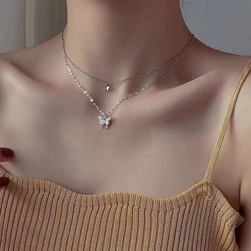 hals ketting vlinder voor dames - sieraden voor vrouwen - zilver/goud