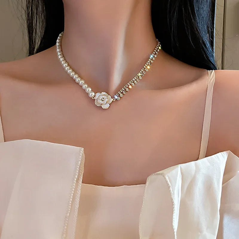 Neue Perlen Damen Halskette Kpop Perlen Choker Halskette Gold Farbe Goth Chocker Schmuck Am Hals Anhänger 2022 Kragen für Mädchen