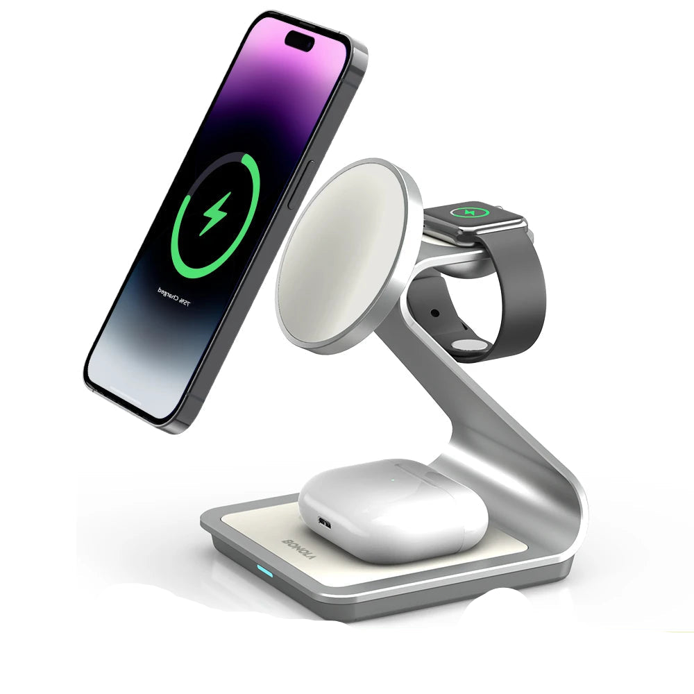 Magnetic wireless charging station