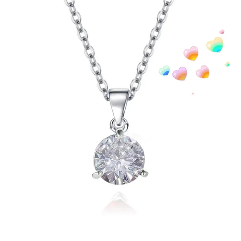 [Titanium Steel] Crown Love Full of Rhinestones Sparkling Micro-Inlaid Design Simple Ladies Wedding Gift Pendant Necklace