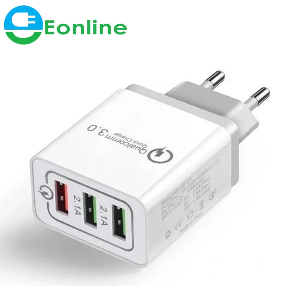 Eonline Quick Charge 3.0 18W QC 3.0 4.0 Fast Charger USB Mobile Phone Charger Type-c USB Charging Cable