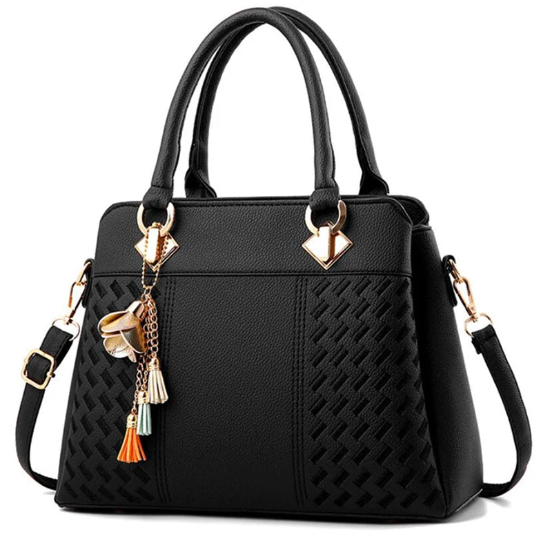 Luxe Dames Handtas – Crossbody & Schoudertas met Kwastje – Geborduurde Tote met Grote Capaciteit