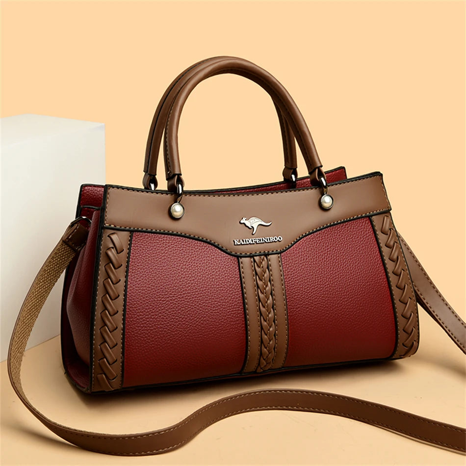 Luxe Designer Dameshandtas – Gelaagde Schoudertas & Crossbody van Zacht Leer (2025 Trend)