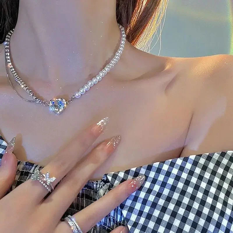 Neue Perlen Damen Halskette Kpop Perlen Choker Halskette Gold Farbe Goth Chocker Schmuck Am Hals Anhänger 2022 Kragen für Mädchen