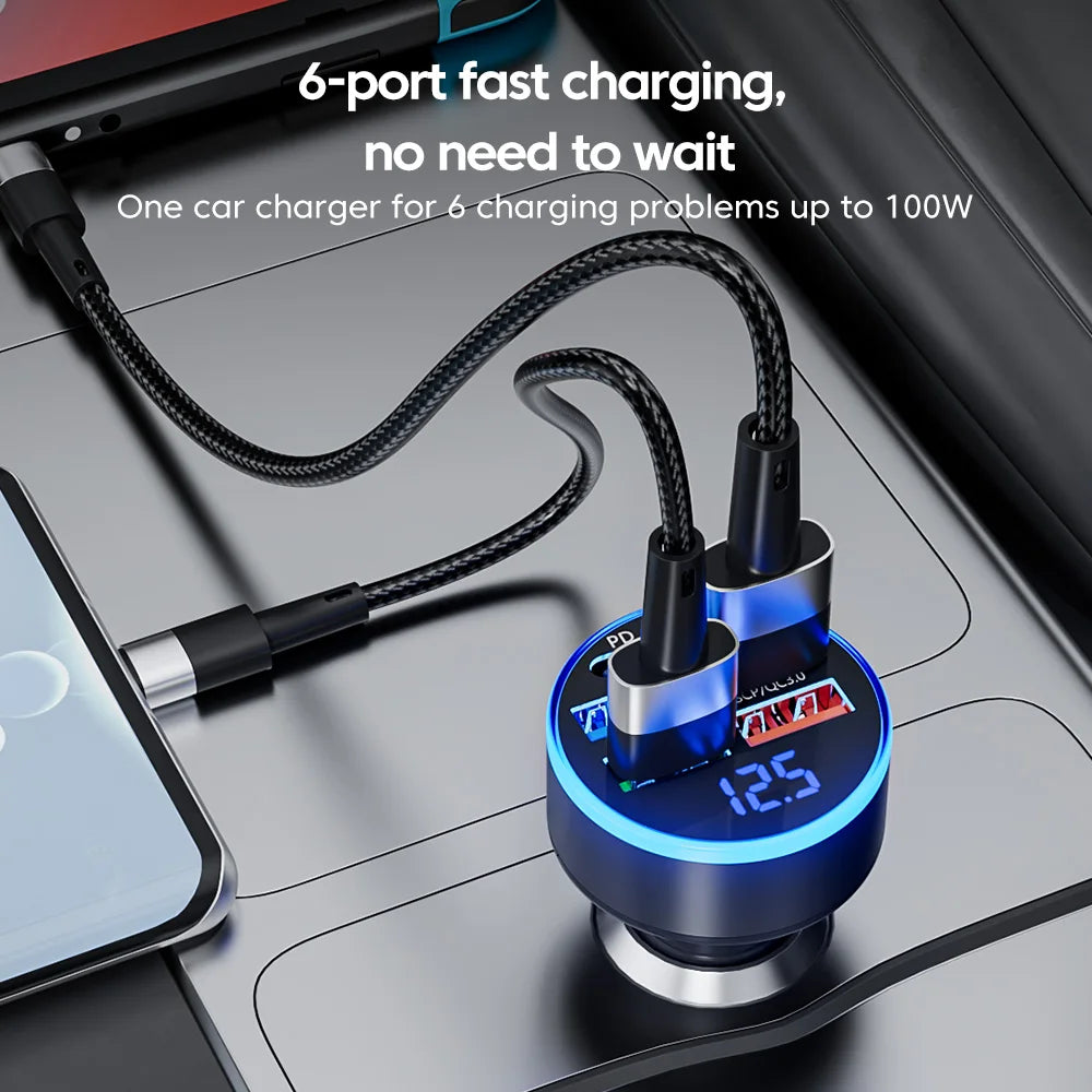 100W 6-Port Car Charger