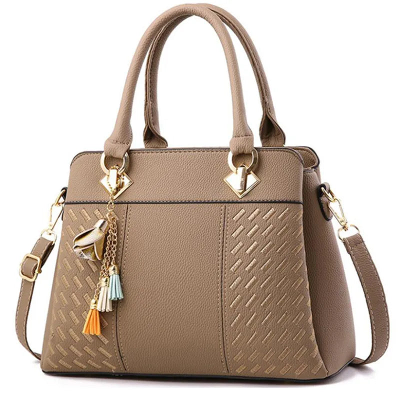 Luxe Dames Handtas – Crossbody & Schoudertas met Kwastje – Geborduurde Tote met Grote Capaciteit
