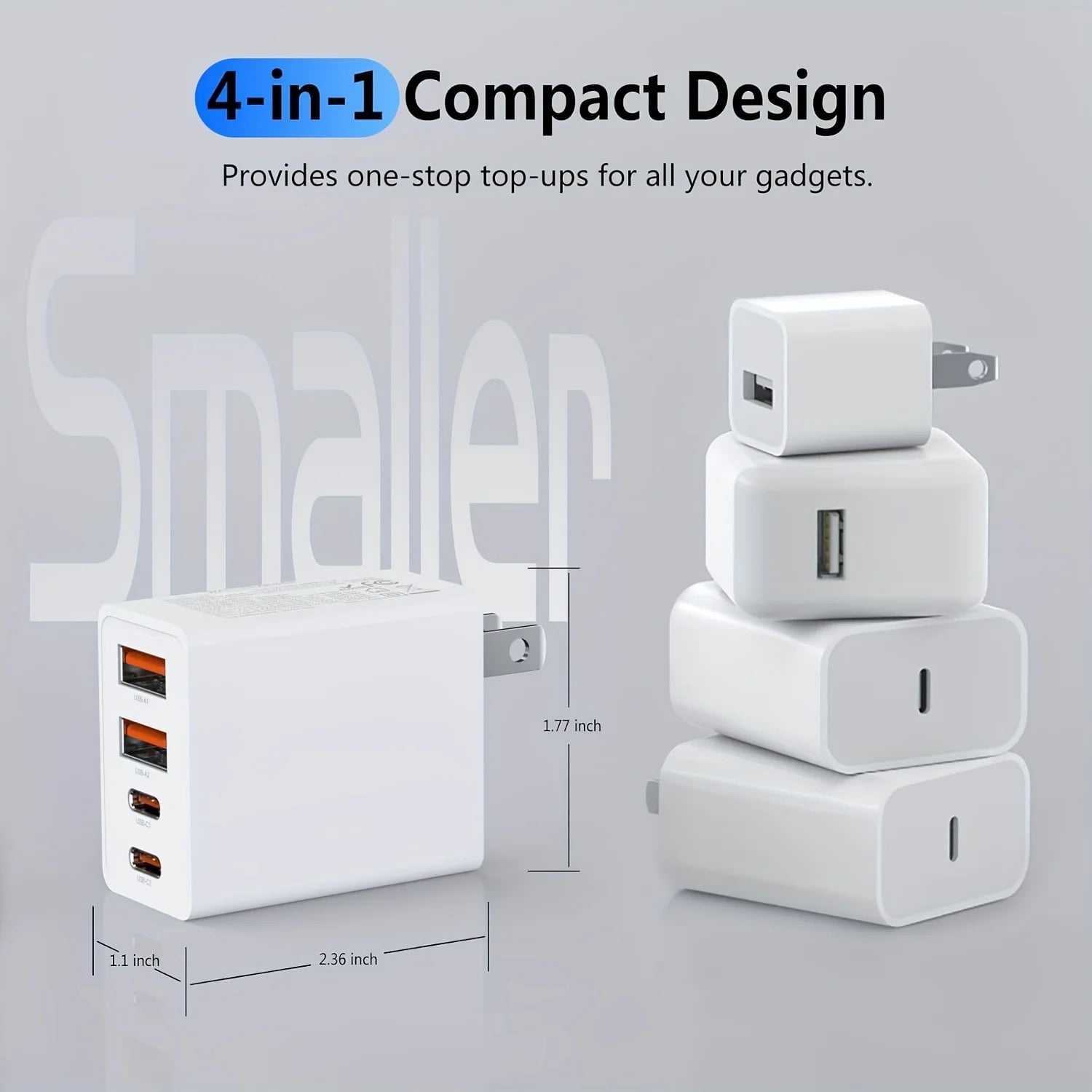 For IPhone 16 Pro Charger, 40W USB C 4-port Fast Charger Block With 10FT USB C Cable For IPhone 16/15/15 Pro/15 Pro Max, IPad