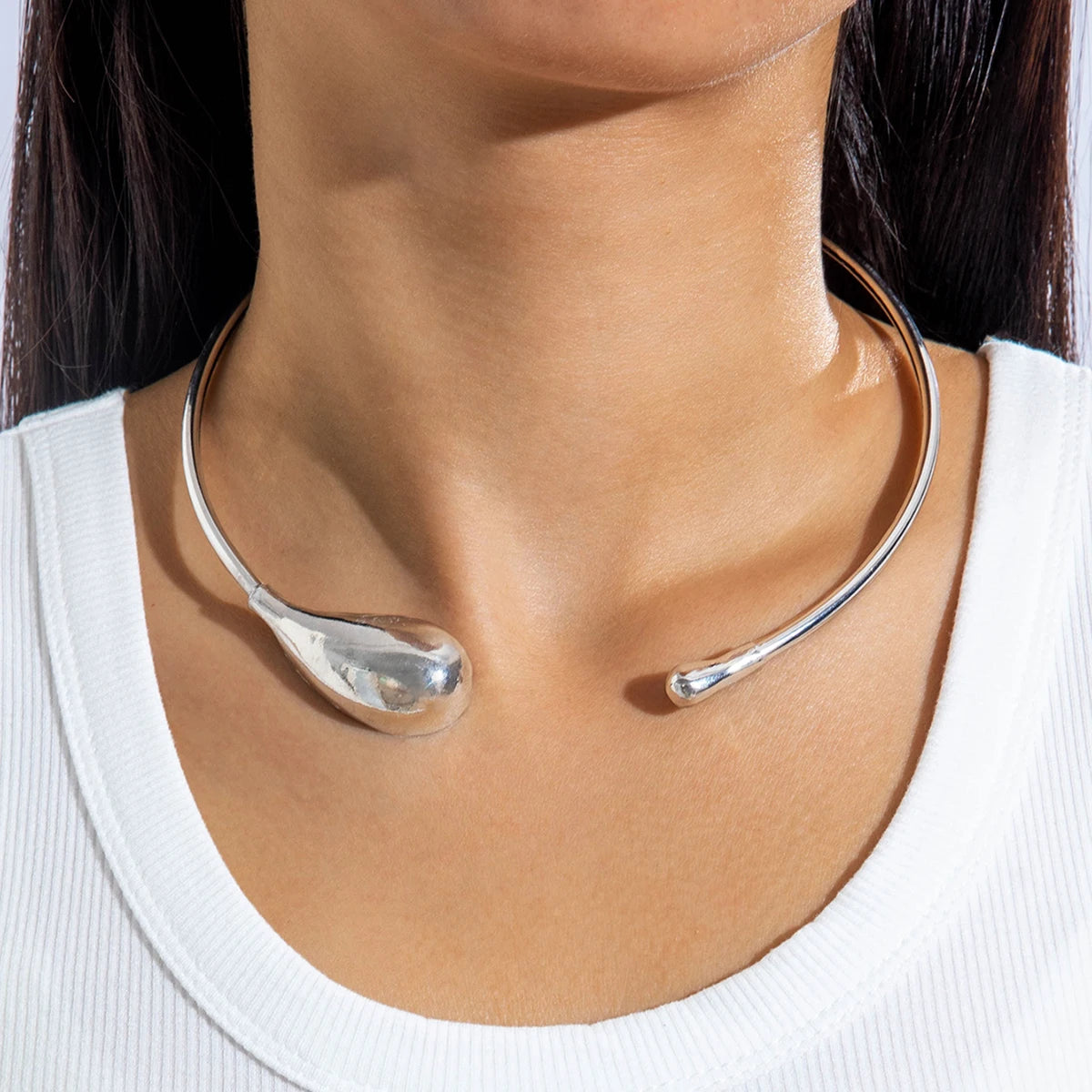 Choker Ketting – Goud/Zilver Waterdruppel Design