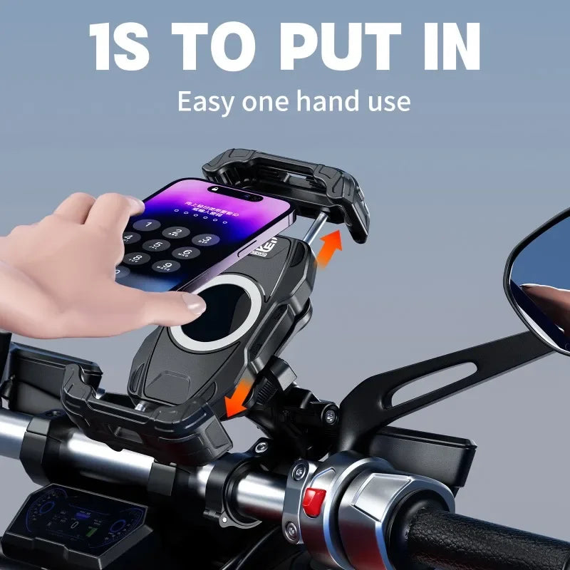 One hand motorcycle holder