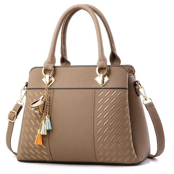 Luxe Dames Handtas – Crossbody & Schoudertas met Kwastje – Geborduurde Tote met Grote Capaciteit