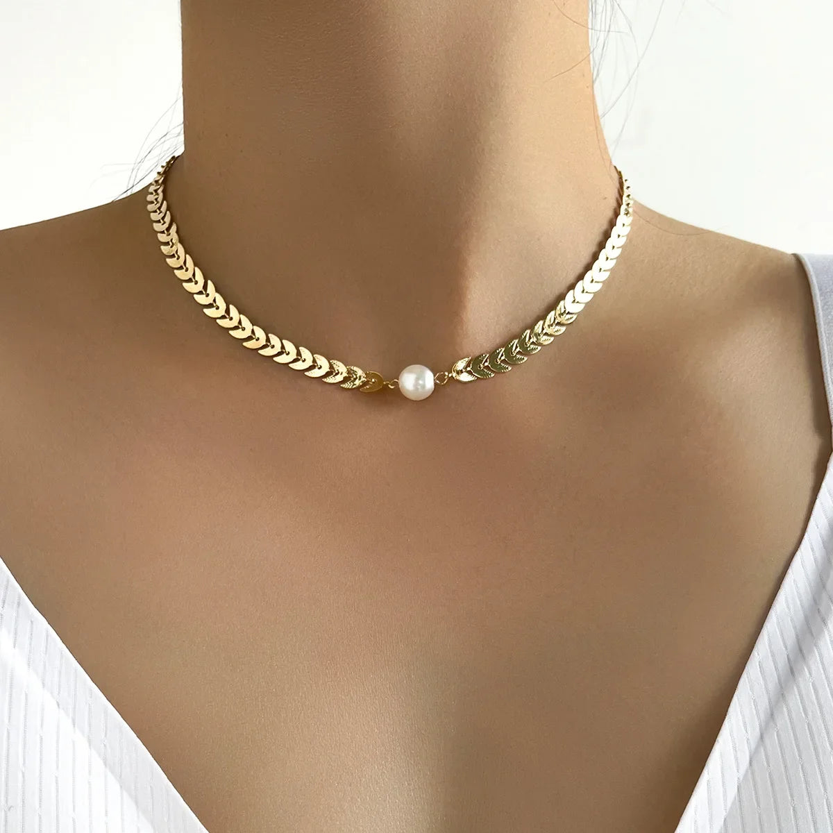 Neue Perlen Damen Halskette Kpop Perlen Choker Halskette Gold Farbe Goth Chocker Schmuck Am Hals Anhänger 2022 Kragen für Mädchen