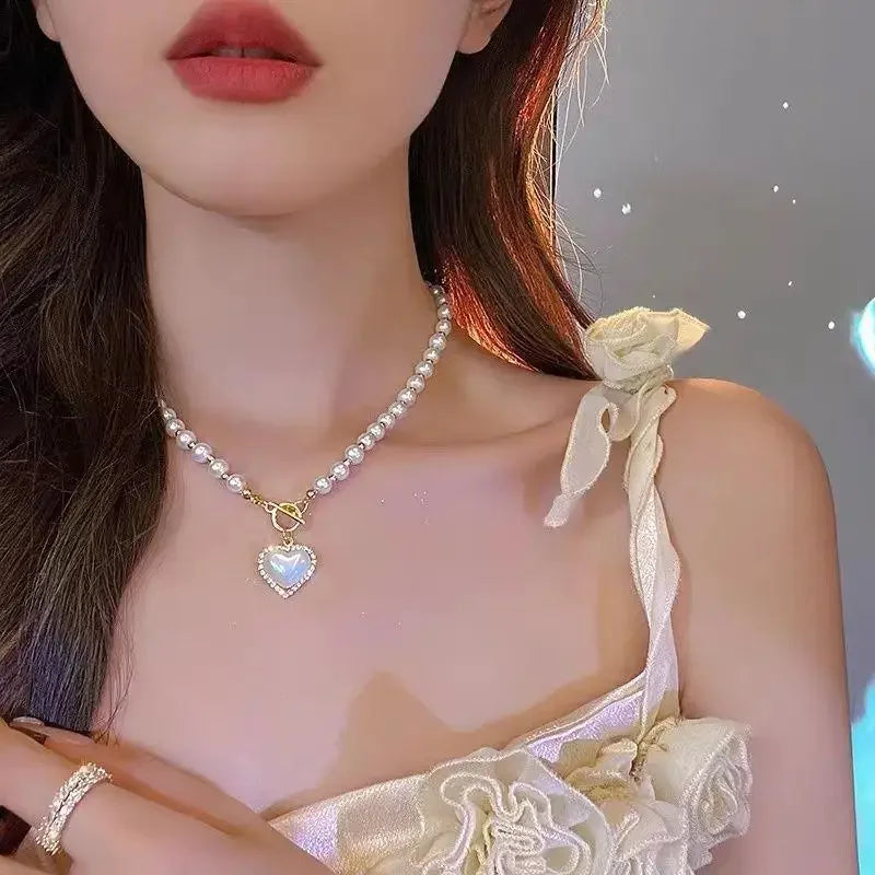 Neue Perlen Damen Halskette Kpop Perlen Choker Halskette Gold Farbe Goth Chocker Schmuck Am Hals Anhänger 2022 Kragen für Mädchen