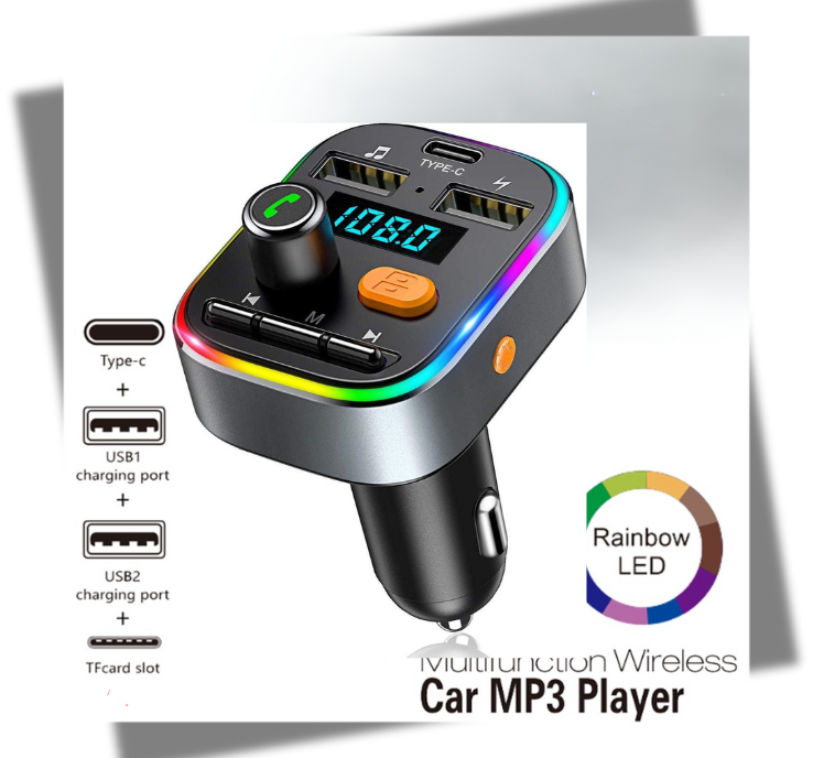 iStag Kabelloser FM-Transmitter – Bluetooth MP3-Auto – Auto-Schnellladegerät – Kfz-Einbausatz