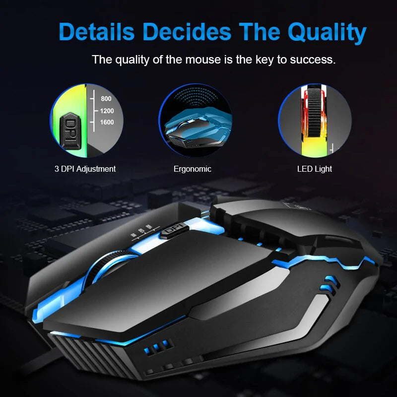 Gaming mouse with 1200DPI and RGB lighting - computer &amp; laptop - LED ergonomic mouse