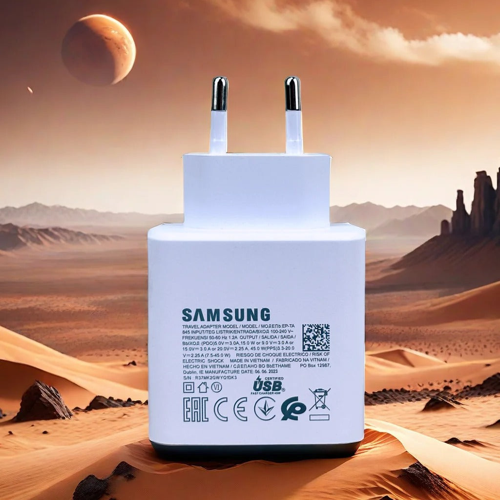 Samsung oplader 45W - Supersnel opladen - Snellader Android en Samsung - Inclusief Oplaadkabel - zwart/wit