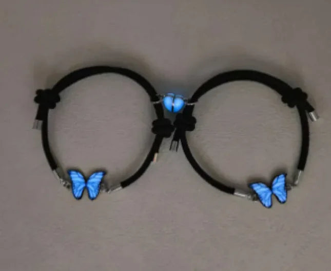 2 Piece Pair - Glow In The Dark - Butterfly Bracelet