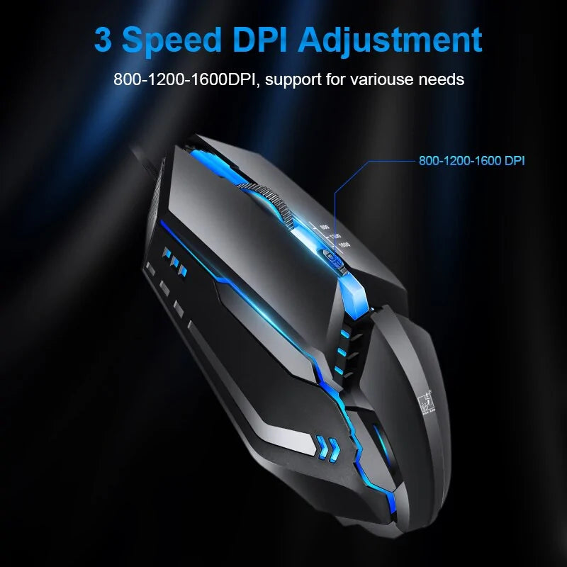 Gaming mouse with 1200DPI and RGB lighting - computer &amp; laptop - LED ergonomic mouse